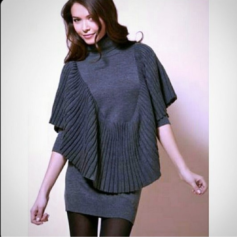 Amazing Sweater Dress With Body Cape Ruffle